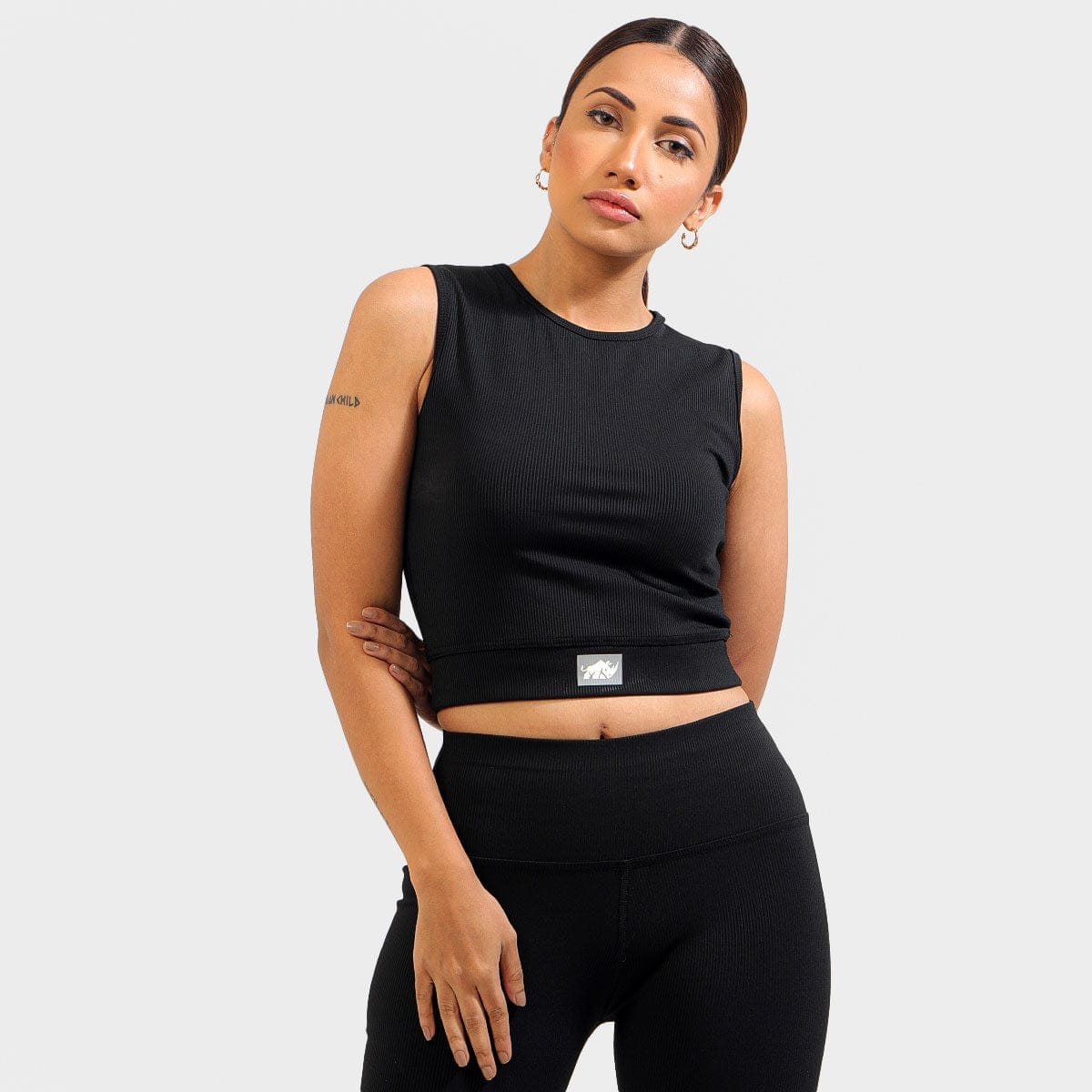 VELOCITY RIBBED CROP TOP (JET BLACK) - The Orion Fit