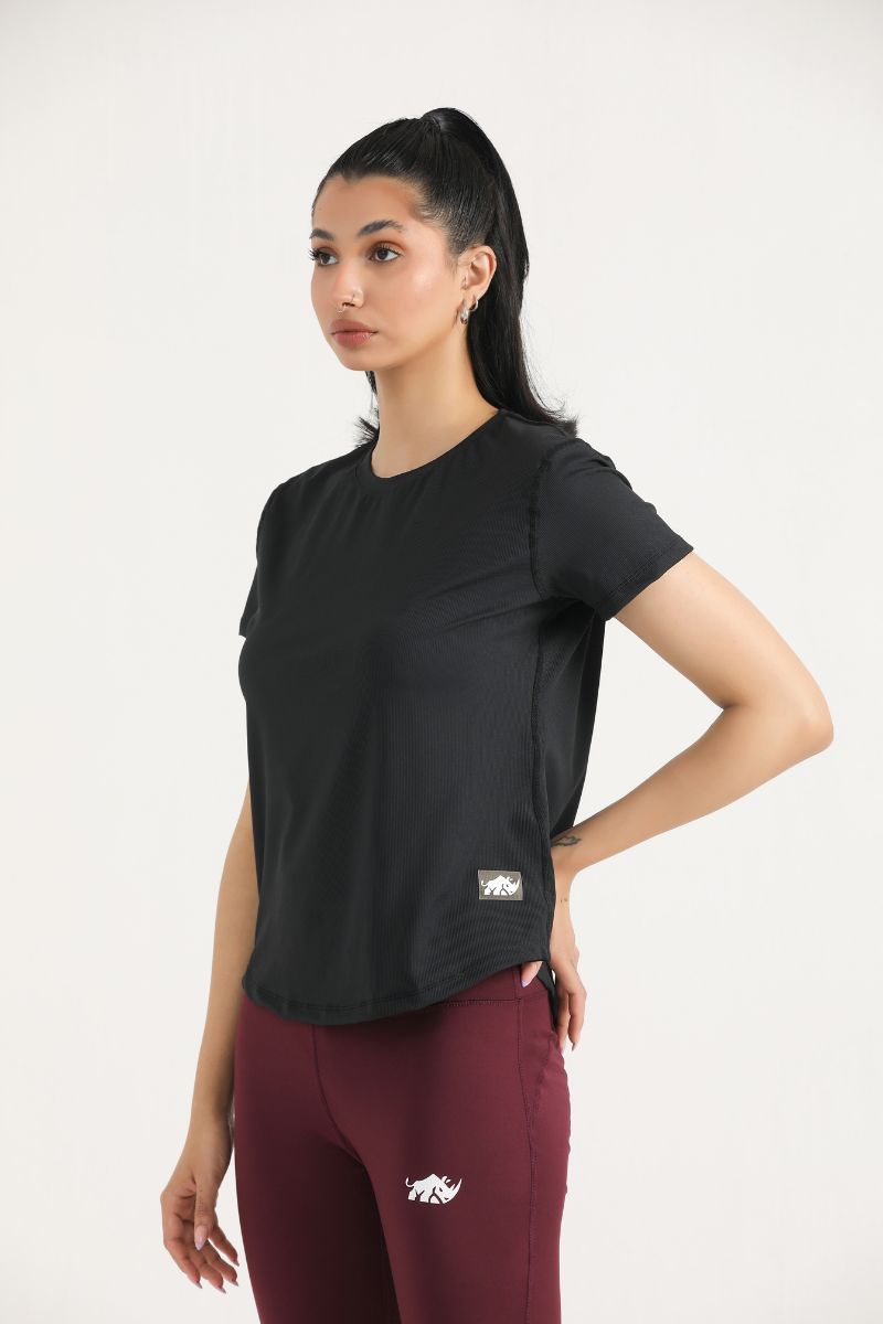 PULSE MID LENGTH TEE-BLACK