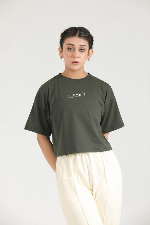 PULSE CLOUD FIT CROP TOP- OLIVE