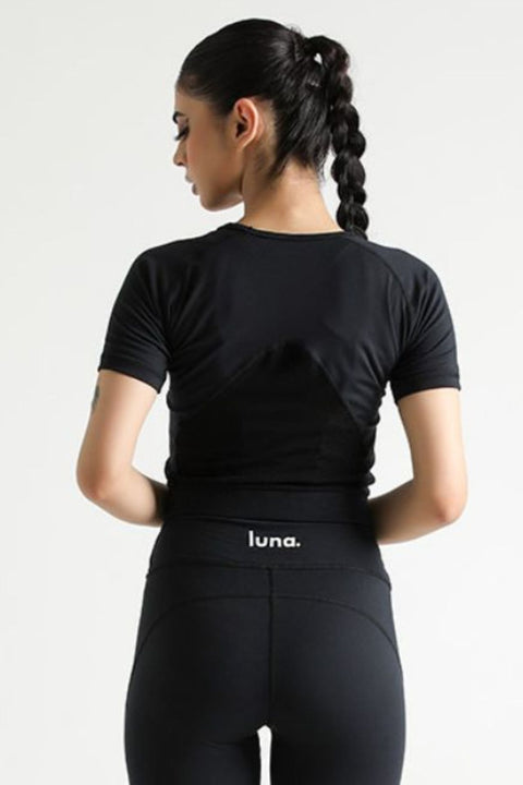 LUNA MESH CROP TOP- MIDNIGHT BLACK