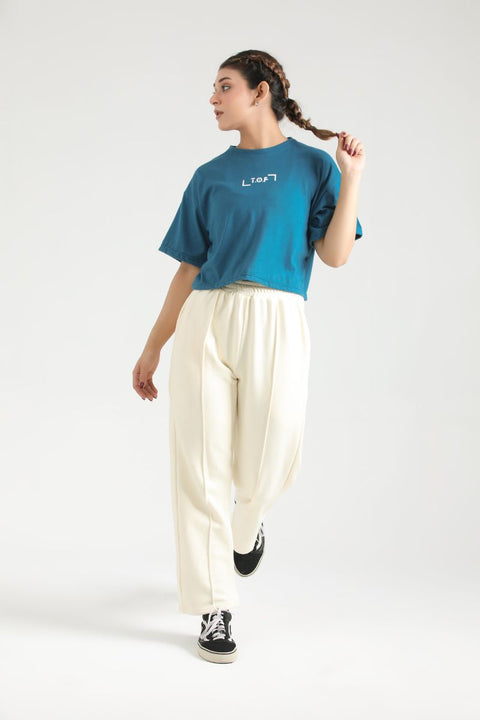 ULTRA COMFORT FLARE FIT TROUSERS-CREAME