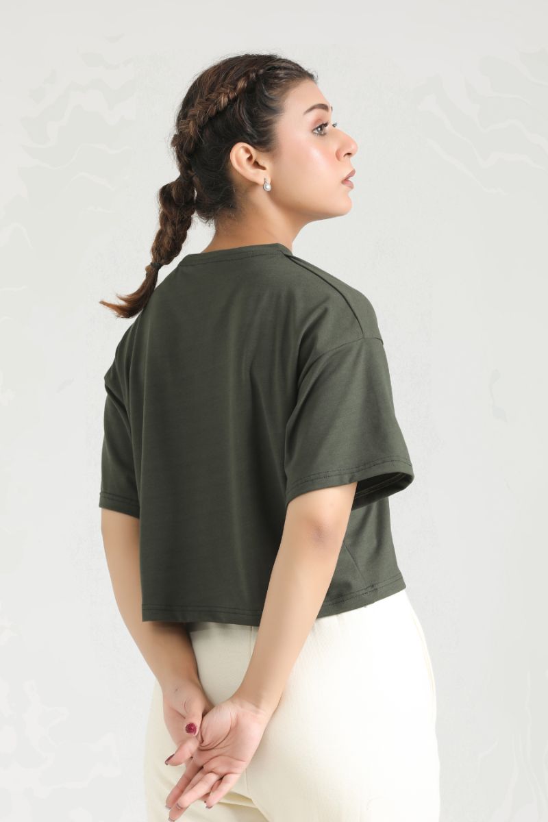 PULSE CLOUD FIT CROP TOP- OLIVE