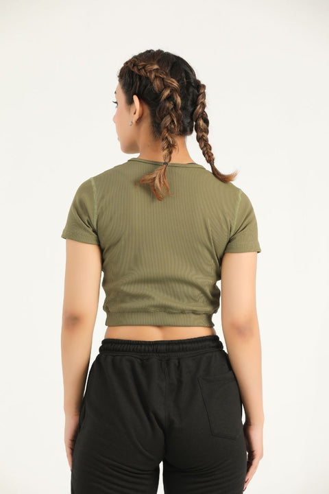 PRIME CROP TEE- OLIVE