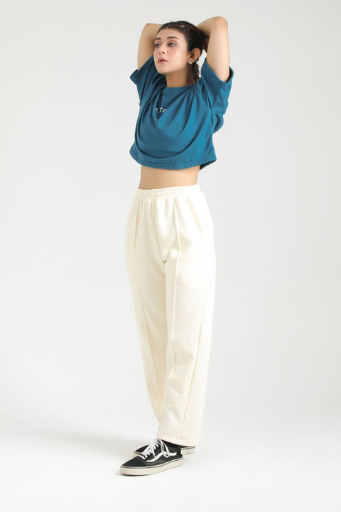 ULTRA COMFORT FLARE FIT TROUSERS-CREAME