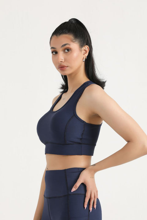 PRO PADDED SPORTS BRA- NAVY BLUE