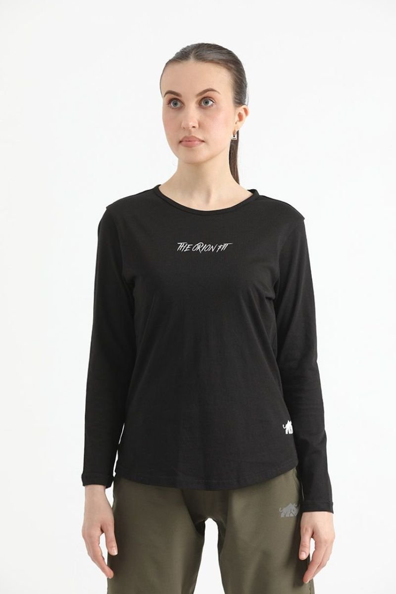 ELONGATED FULL SLEEVE COTTON TEE (BLACK) - The Orion Fit