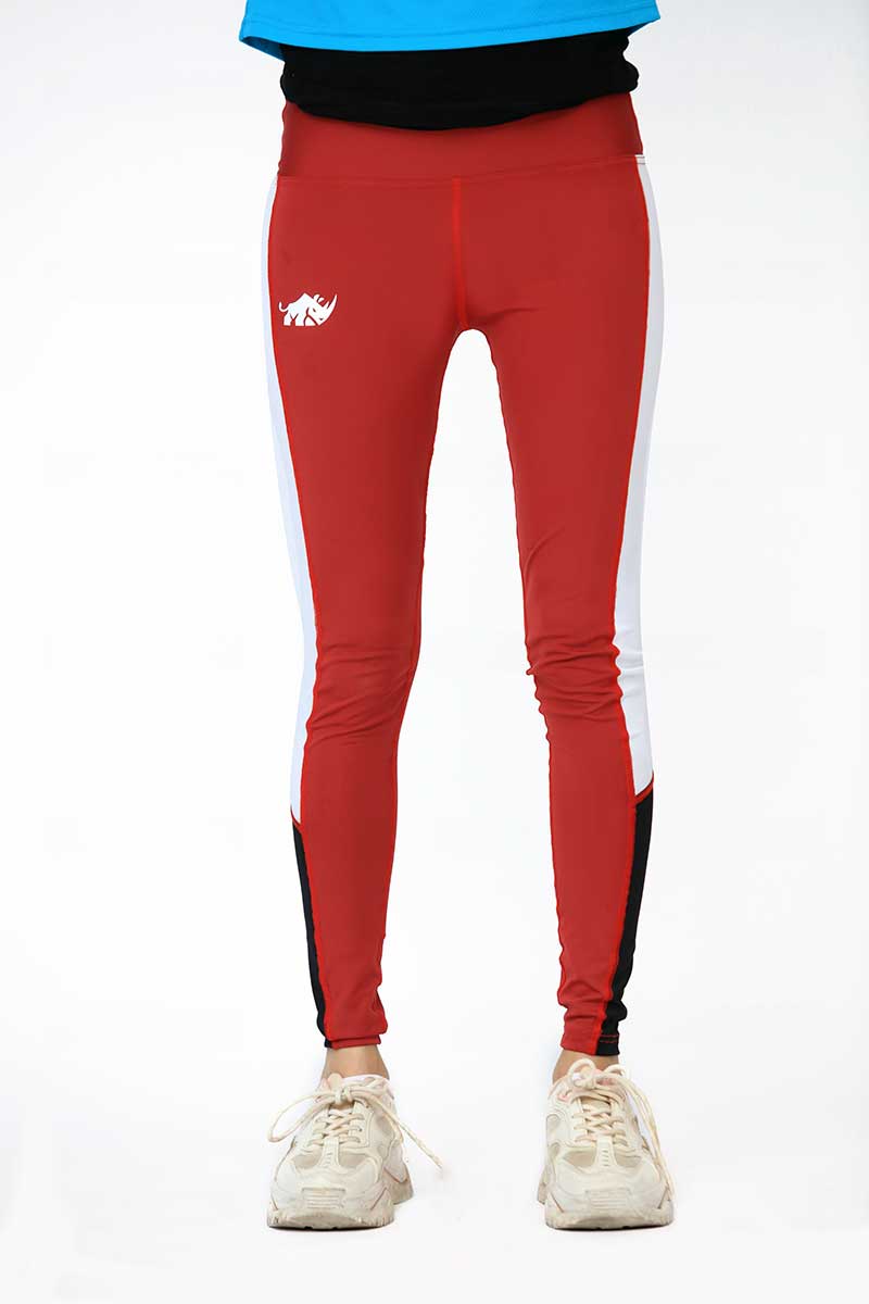 INFINITY CONTRAST ULTRA HIGH WAISTED MESH LEGGINGS-RED - The Orion Fit