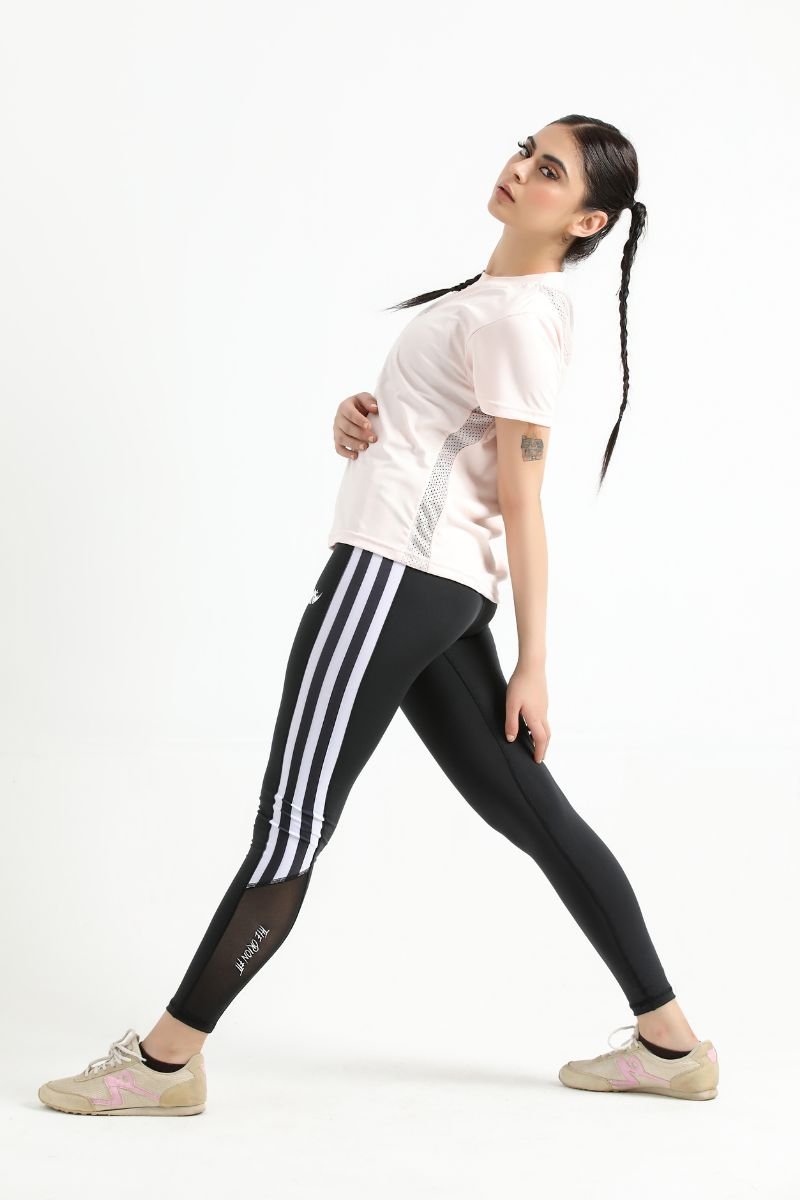 QUEEN MESH STRIPPED LEGGINGS - The Orion Fit