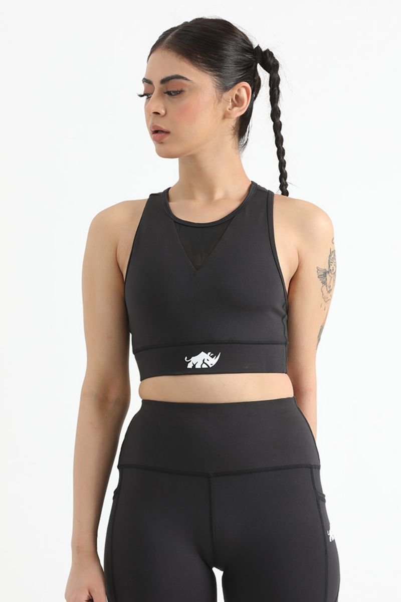 QUEEN MESH VELOCITY SPORTS BRA (BLACK) - The Orion Fit
