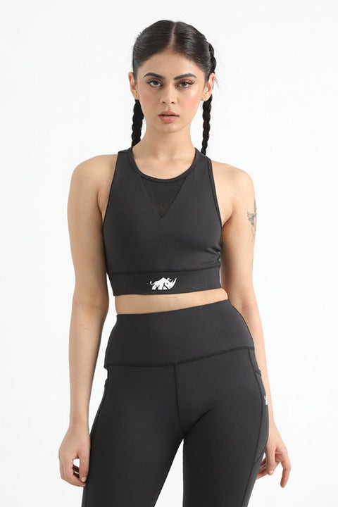 QUEEN MESH VELOCITY SPORTS BRA (BLACK) - The Orion Fit