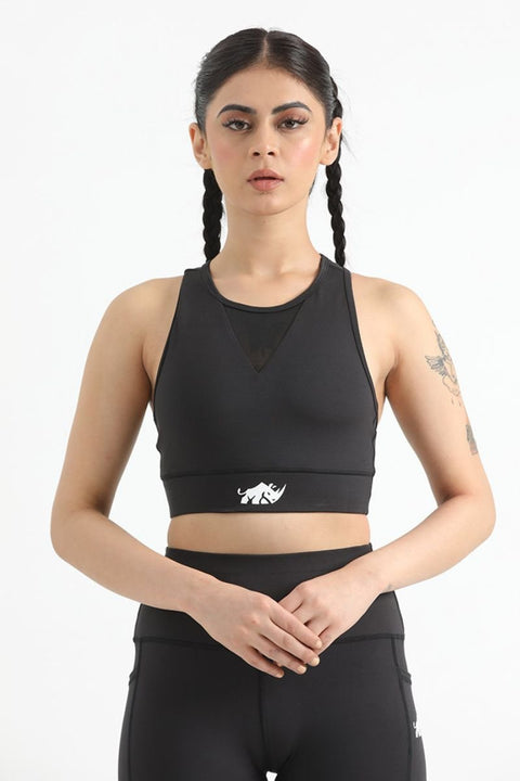 QUEEN MESH VELOCITY SPORTS BRA (BLACK) - The Orion Fit