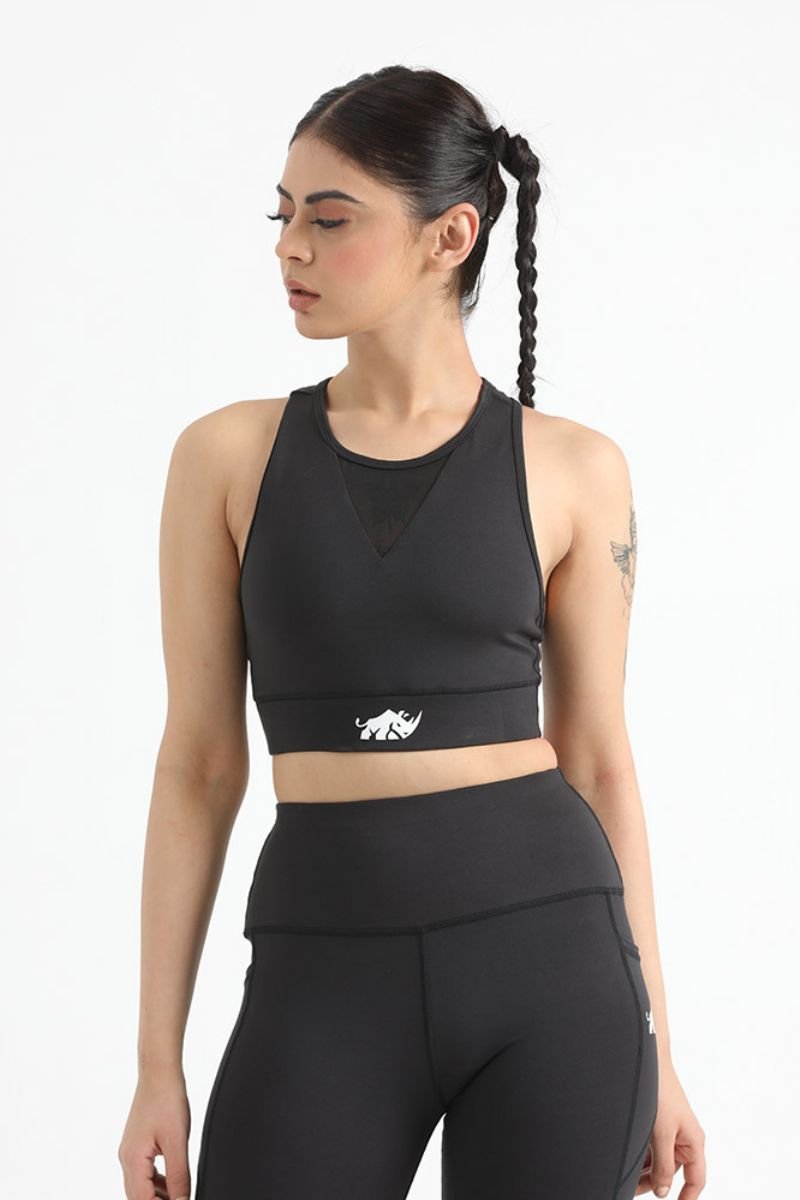 QUEEN MESH VELOCITY SPORTS BRA (BLACK) - The Orion Fit
