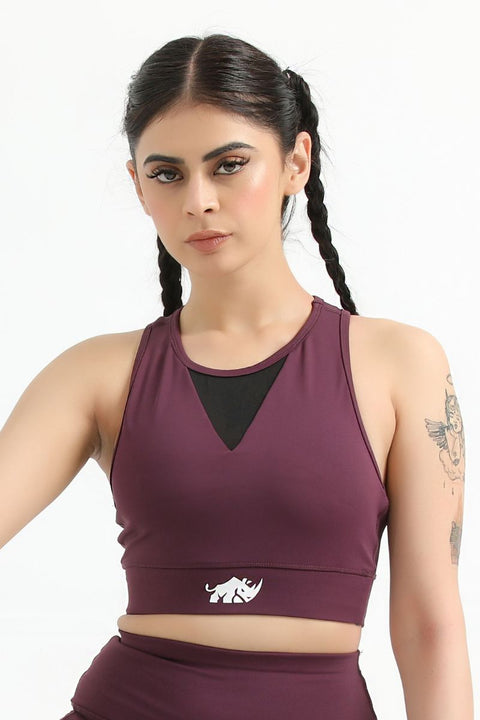 QUEEN MESH VELOCITY SPORTS BRA (MAROON) - The Orion Fit