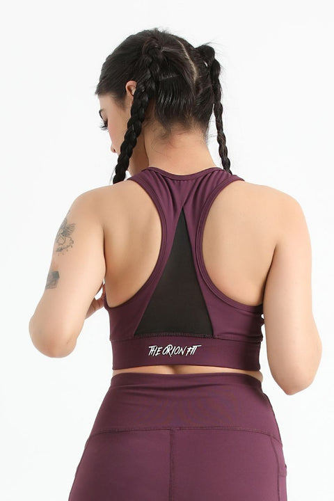 QUEEN MESH VELOCITY SPORTS BRA (MAROON) - The Orion Fit