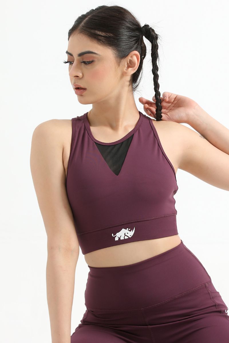 QUEEN MESH VELOCITY SPORTS BRA (MAROON) - The Orion Fit
