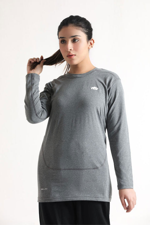 SIGNATURE LONG SLEEVED STRAIGHT CUT TEE- LIGHT GREY - The Orion Fit