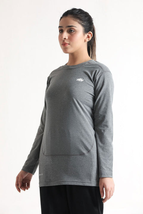 SIGNATURE LONG SLEEVED STRAIGHT CUT TEE- LIGHT GREY - The Orion Fit