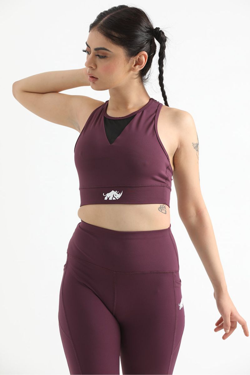 THE QUEEN MESH BURGUNDY SET (TOP+BOTTOM) - The Orion Fit
