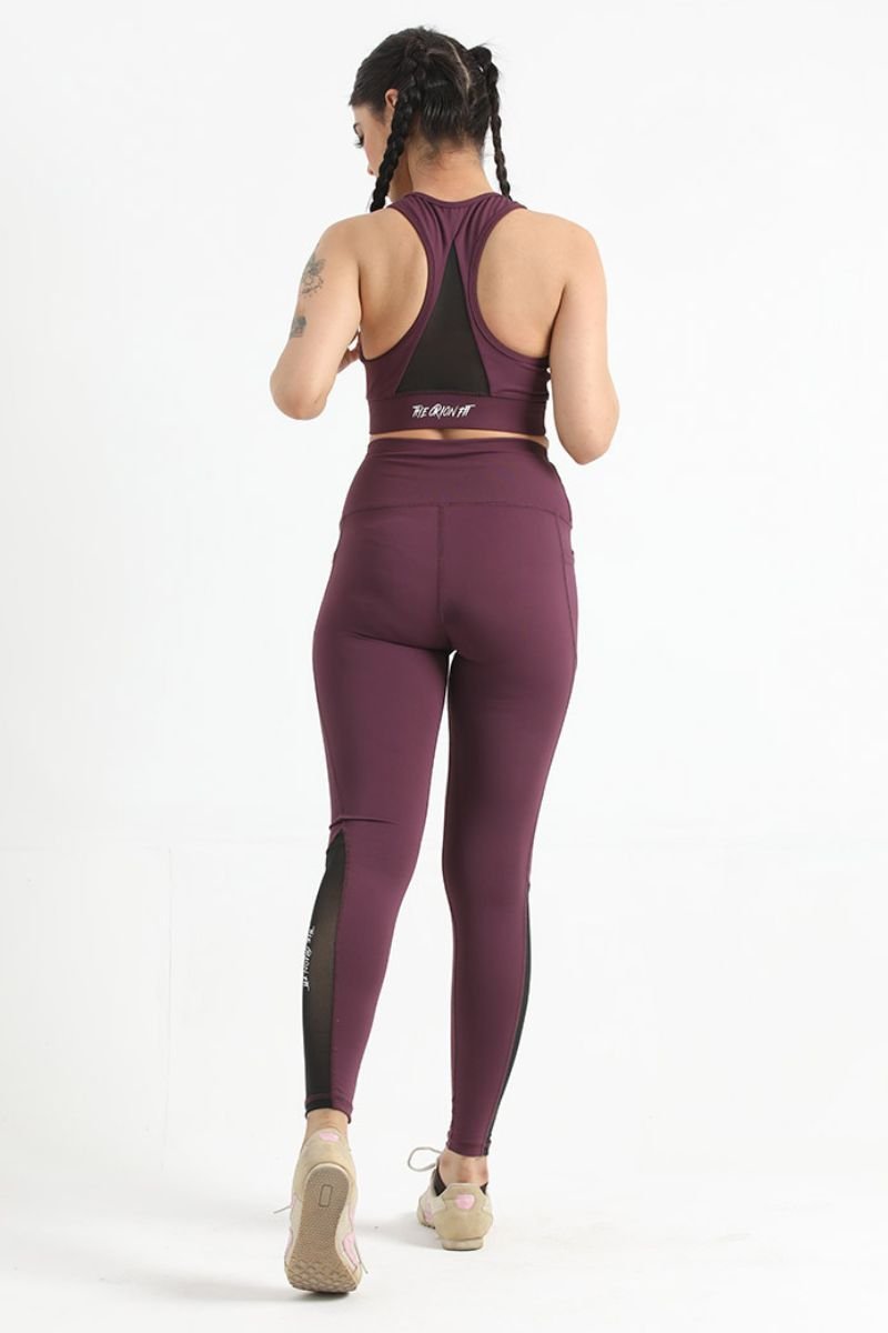 THE QUEEN MESH BURGUNDY SET (TOP+BOTTOM) - The Orion Fit