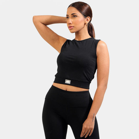 VELOCITY RIBBED CROP TOP (JET BLACK) - The Orion Fit